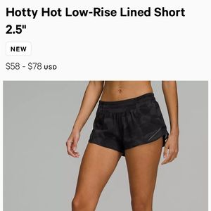 Lululemon Hotty Hot Low Rise Line Shorts 2.5”